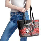Custom Dolphins Leather Tote Bag Fish Mascot With Aboriginal Indigenous