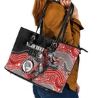 Custom Dolphins Leather Tote Bag Fish Mascot With Aboriginal Indigenous