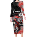 Custom Dolphins Long Sleeve Bodycon Dress Fish Mascot With Aboriginal Indigenous