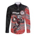 Custom Dolphins Long Sleeve Button Shirt Fish Mascot With Aboriginal Indigenous