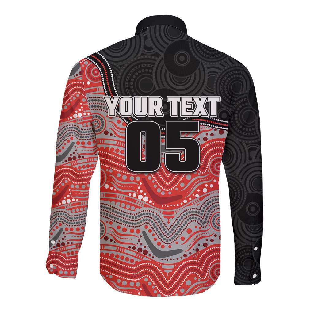 Custom Dolphins Long Sleeve Button Shirt Fish Mascot With Aboriginal Indigenous