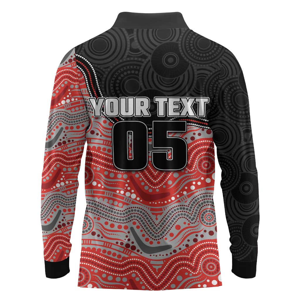 Custom Dolphins Long Sleeve Polo Shirt Fish Mascot With Aboriginal Indigenous