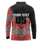 Custom Dolphins Long Sleeve Polo Shirt Fish Mascot With Aboriginal Indigenous