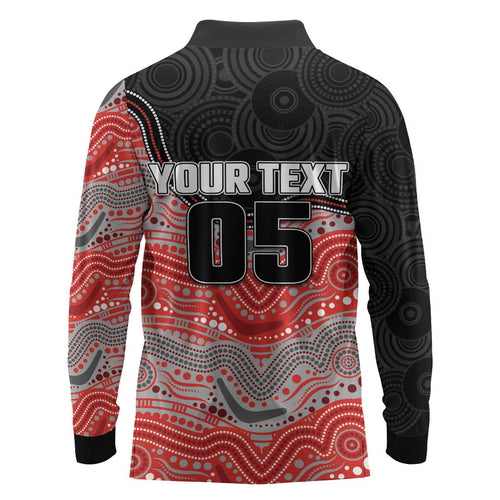 Custom Dolphins Long Sleeve Polo Shirt Fish Mascot With Aboriginal Indigenous