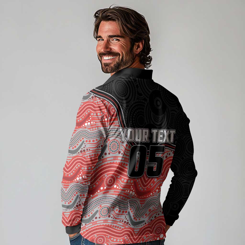 Custom Dolphins Long Sleeve Polo Shirt Fish Mascot With Aboriginal Indigenous