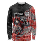 Custom Dolphins Long Sleeve Shirt Fish Mascot With Aboriginal Indigenous