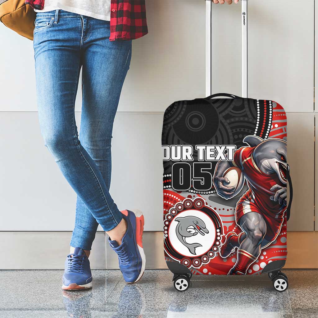 Custom Dolphins Luggage Cover Fish Mascot With Aboriginal Indigenous