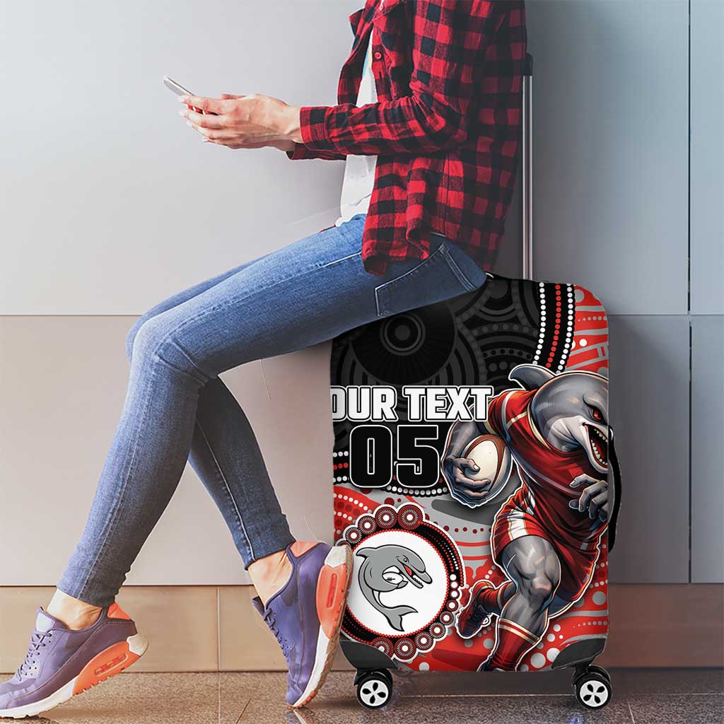 Custom Dolphins Luggage Cover Fish Mascot With Aboriginal Indigenous