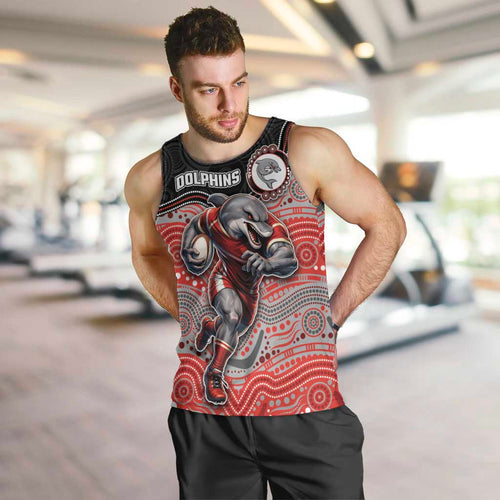 Custom Dolphins Men Tank Top Fish Mascot With Aboriginal Indigenous