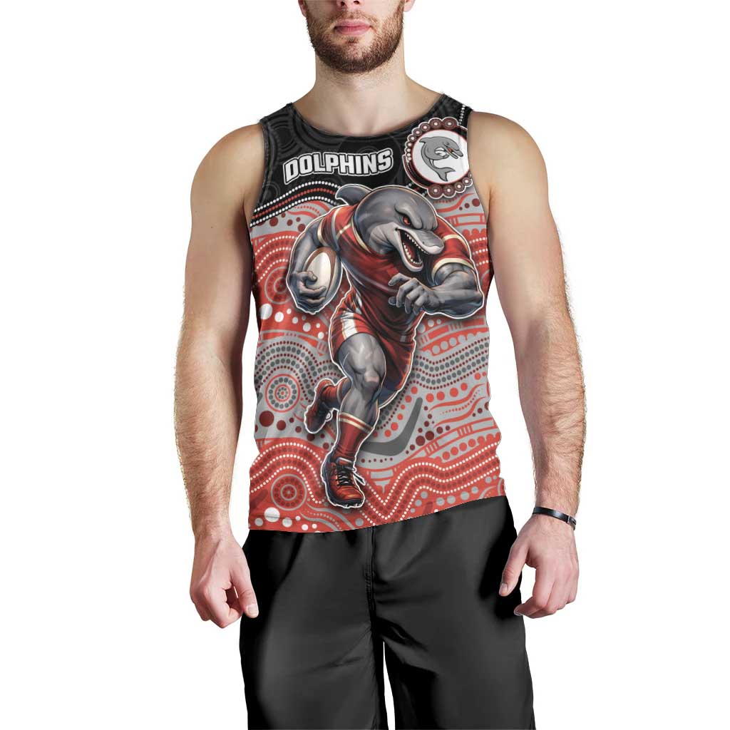 Custom Dolphins Men Tank Top Fish Mascot With Aboriginal Indigenous