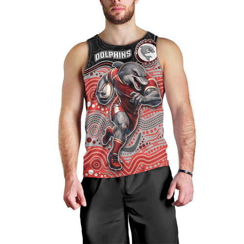 Custom Dolphins Men Tank Top Fish Mascot With Aboriginal Indigenous