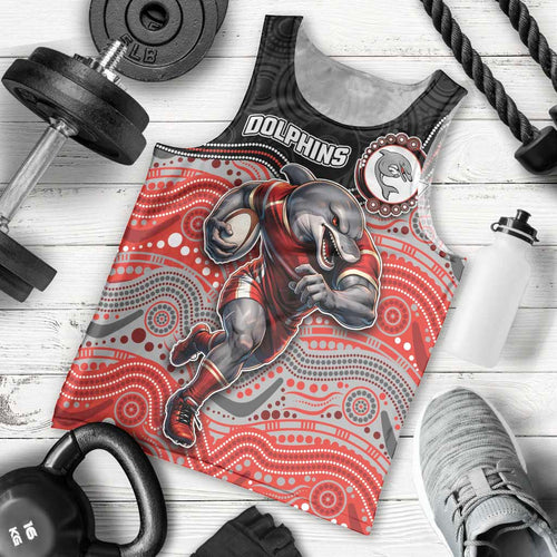 Custom Dolphins Men Tank Top Fish Mascot With Aboriginal Indigenous