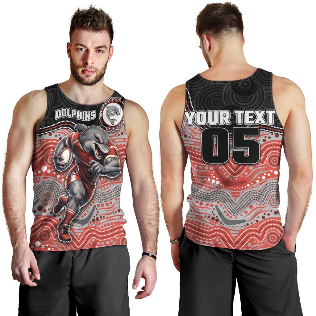 Custom Dolphins Men Tank Top Fish Mascot With Aboriginal Indigenous