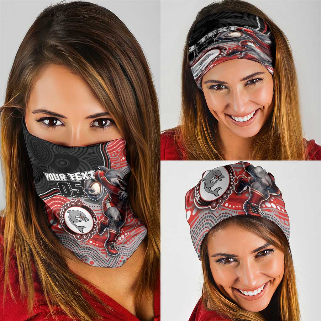 Custom Dolphins Neck Gaiter Fish Mascot With Aboriginal Indigenous
