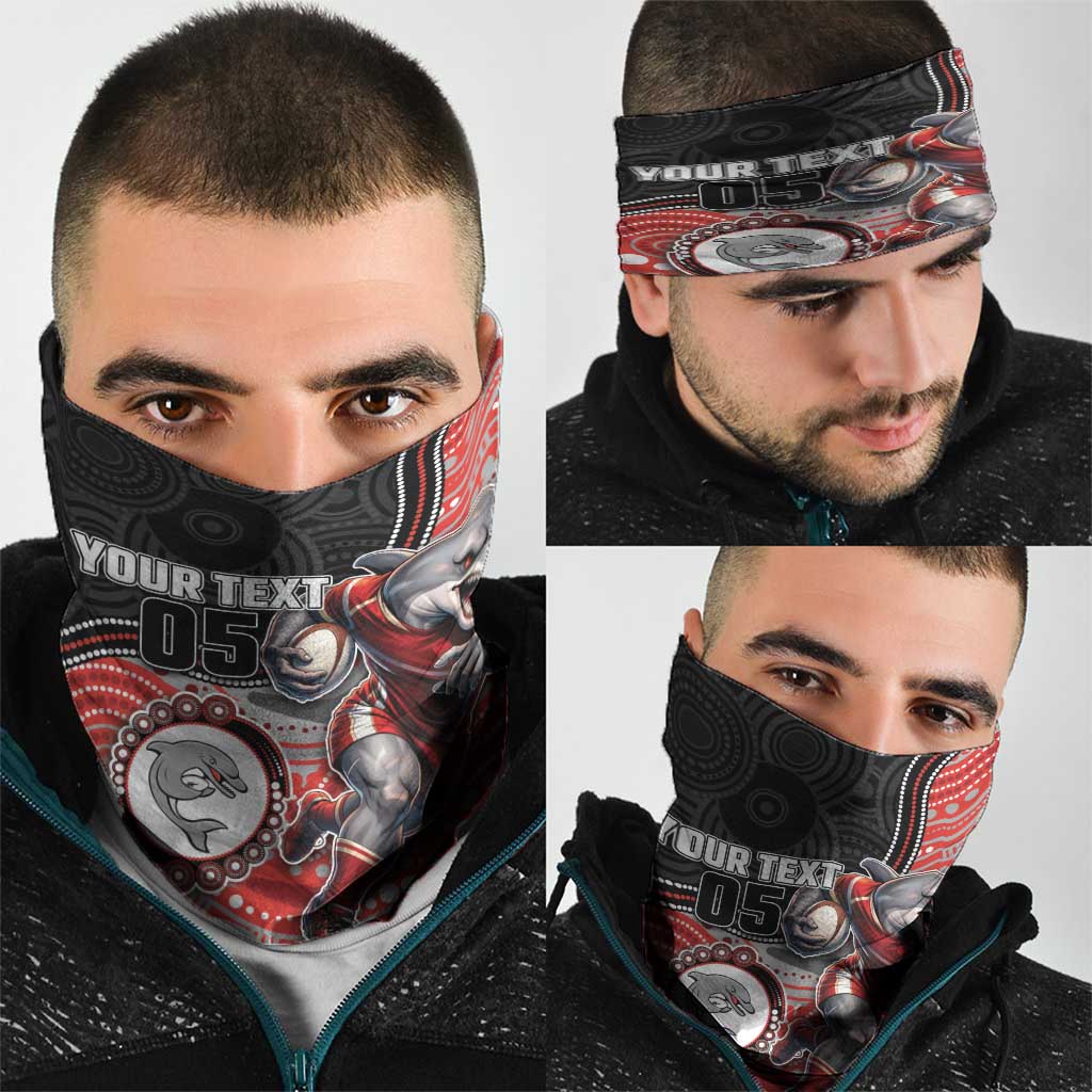 Custom Dolphins Neck Gaiter Fish Mascot With Aboriginal Indigenous