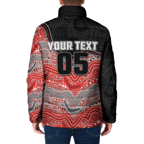 Custom Dolphins Padded Jacket Fish Mascot With Aboriginal Indigenous