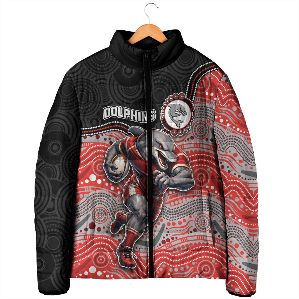 Custom Dolphins Padded Jacket Fish Mascot With Aboriginal Indigenous