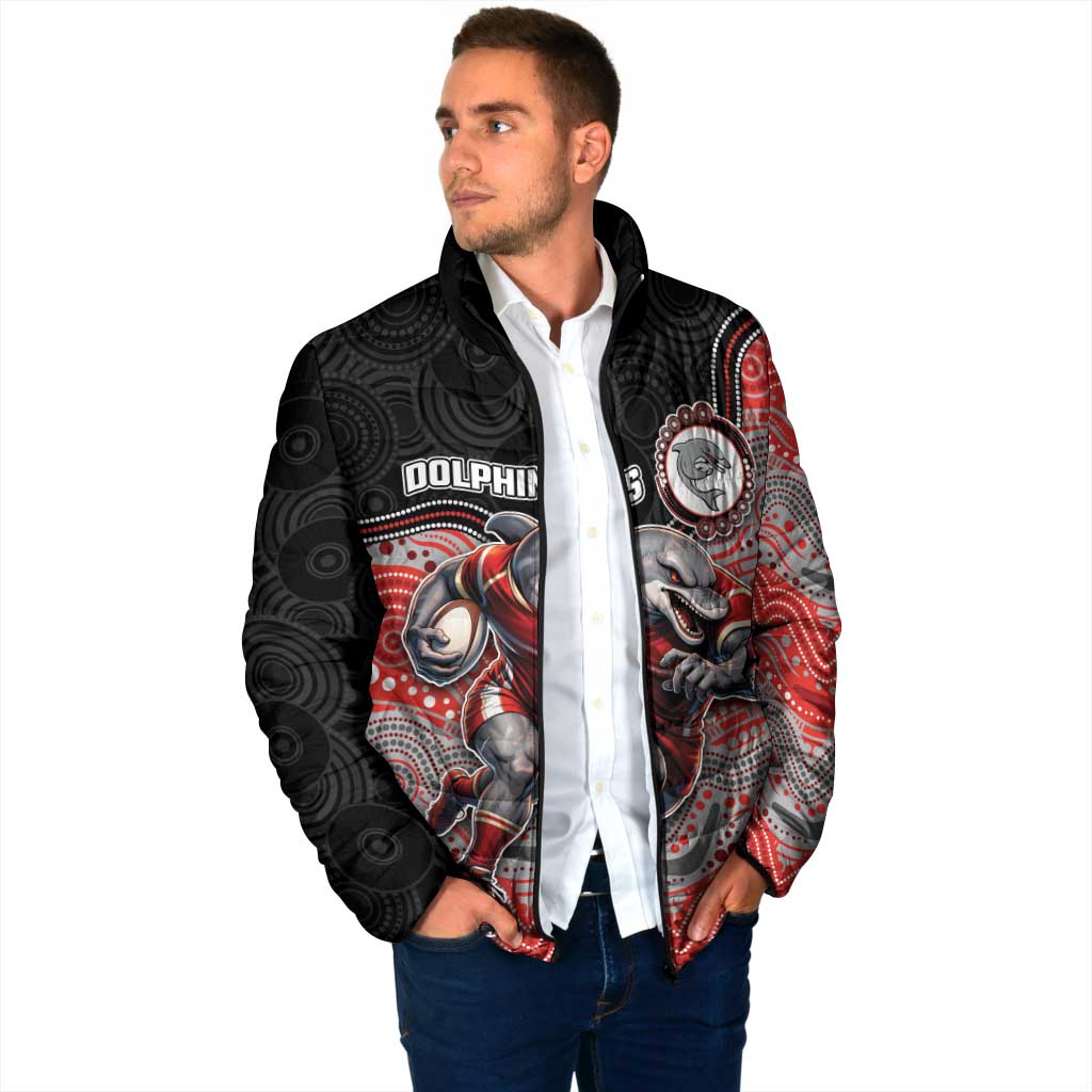 Custom Dolphins Padded Jacket Fish Mascot With Aboriginal Indigenous