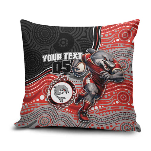 Custom Dolphins Pillow Cover Fish Mascot With Aboriginal Indigenous