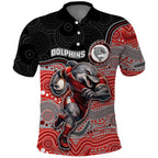 Custom Dolphins Polo Shirt Fish Mascot With Aboriginal Indigenous