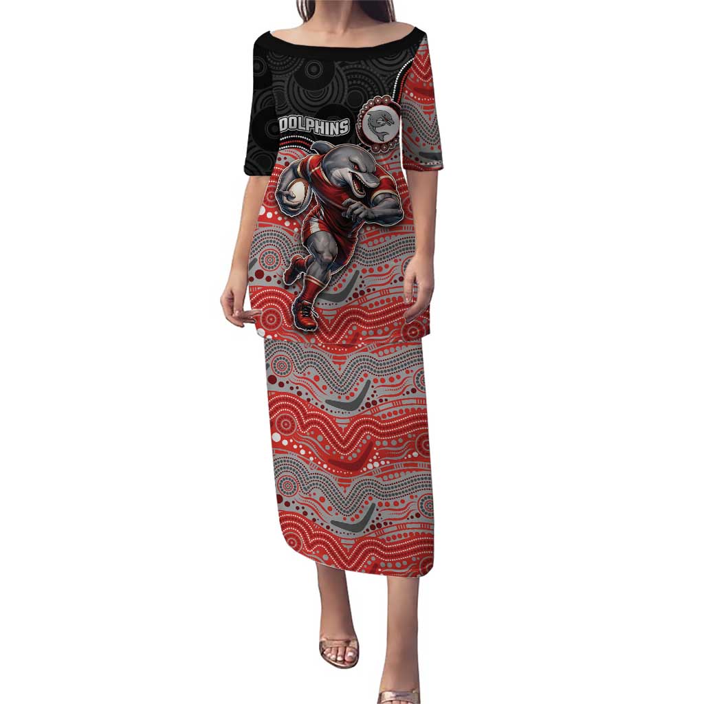 Custom Dolphins Puletasi Fish Mascot With Aboriginal Indigenous