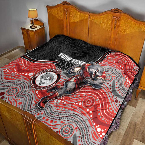 Custom Dolphins Quilt Fish Mascot With Aboriginal Indigenous