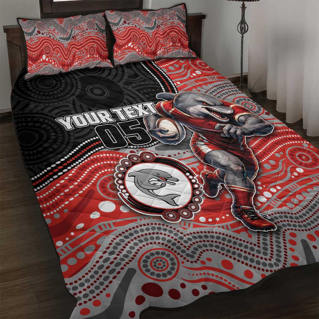 Custom Dolphins Quilt Bed Set Fish Mascot With Aboriginal Indigenous