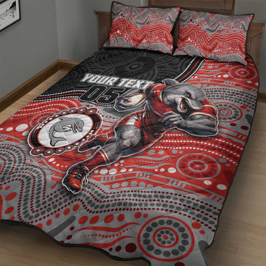 Custom Dolphins Quilt Bed Set Fish Mascot With Aboriginal Indigenous
