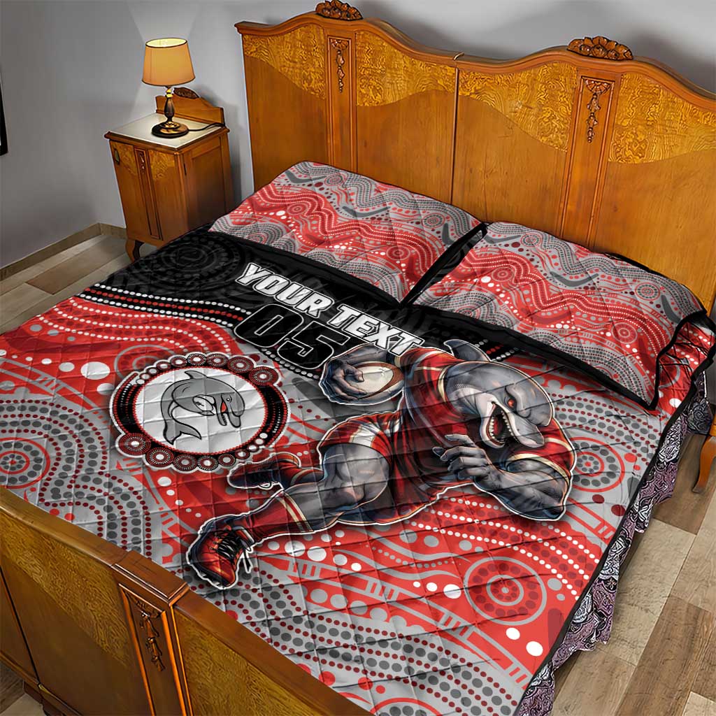 Custom Dolphins Quilt Bed Set Fish Mascot With Aboriginal Indigenous