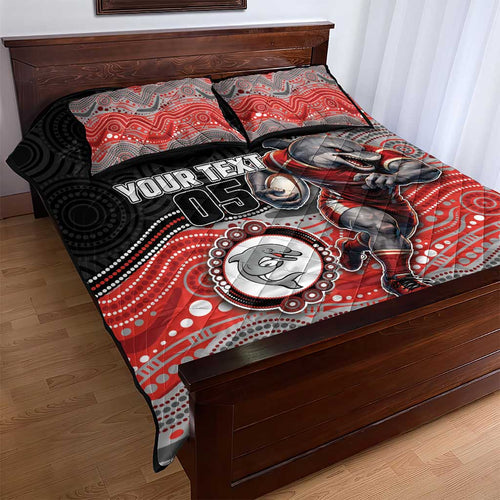 Custom Dolphins Quilt Bed Set Fish Mascot With Aboriginal Indigenous