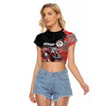Custom Dolphins Raglan Cropped T Shirt Fish Mascot With Aboriginal Indigenous