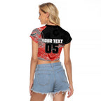 Custom Dolphins Raglan Cropped T Shirt Fish Mascot With Aboriginal Indigenous