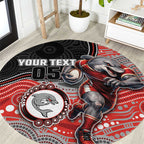 Custom Dolphins Round Carpet Fish Mascot With Aboriginal Indigenous