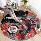 Custom Dolphins Round Carpet Fish Mascot With Aboriginal Indigenous