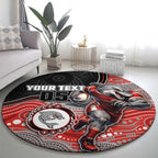 Custom Dolphins Round Carpet Fish Mascot With Aboriginal Indigenous
