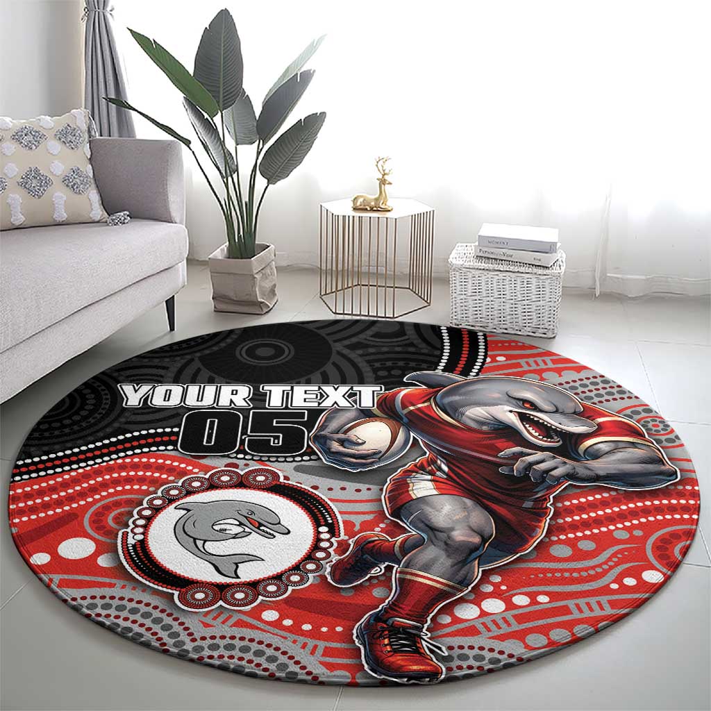 Custom Dolphins Round Carpet Fish Mascot With Aboriginal Indigenous