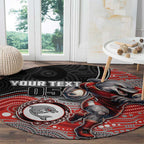 Custom Dolphins Round Carpet Fish Mascot With Aboriginal Indigenous