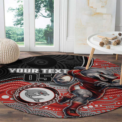 Custom Dolphins Round Carpet Fish Mascot With Aboriginal Indigenous