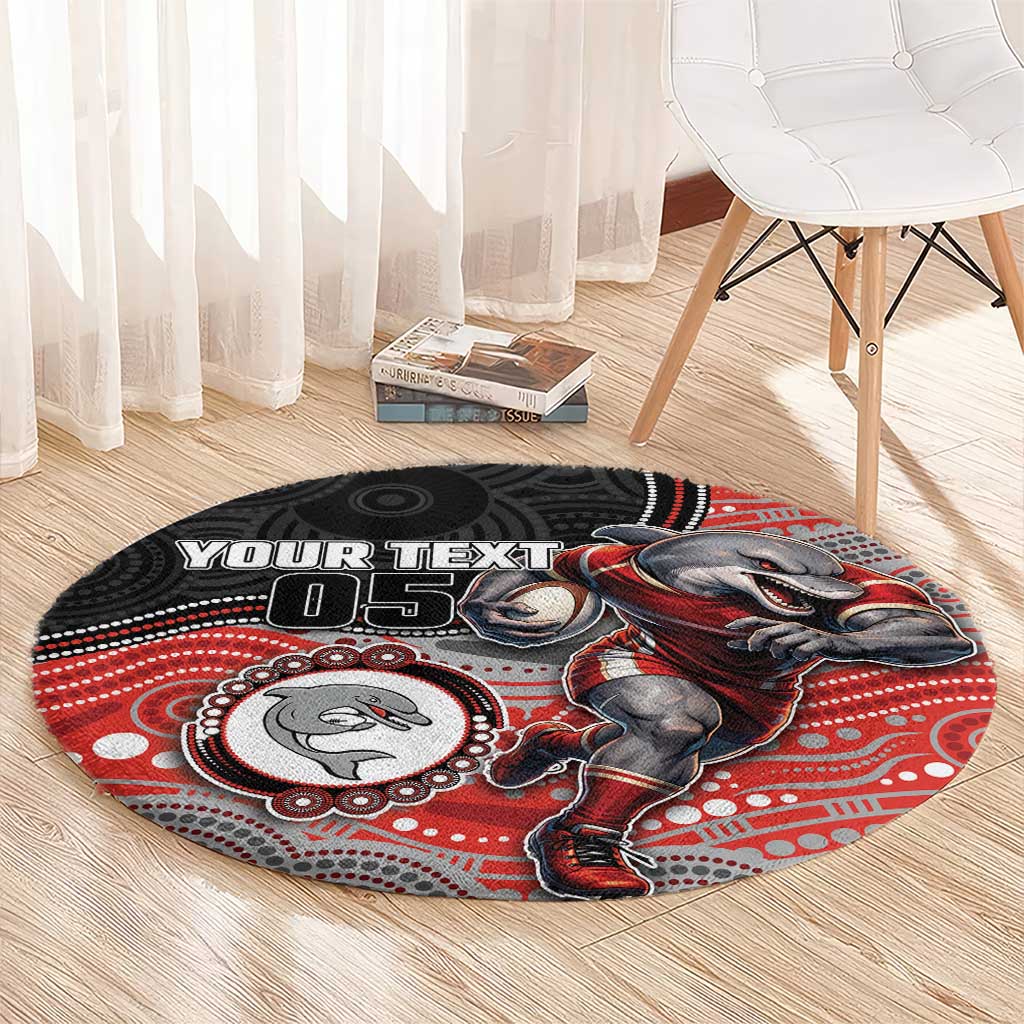 Custom Dolphins Round Carpet Fish Mascot With Aboriginal Indigenous