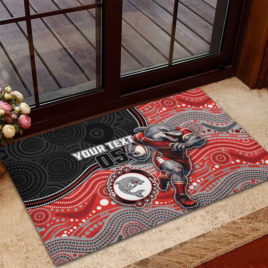 Custom Dolphins Rubber Doormat Fish Mascot With Aboriginal Indigenous
