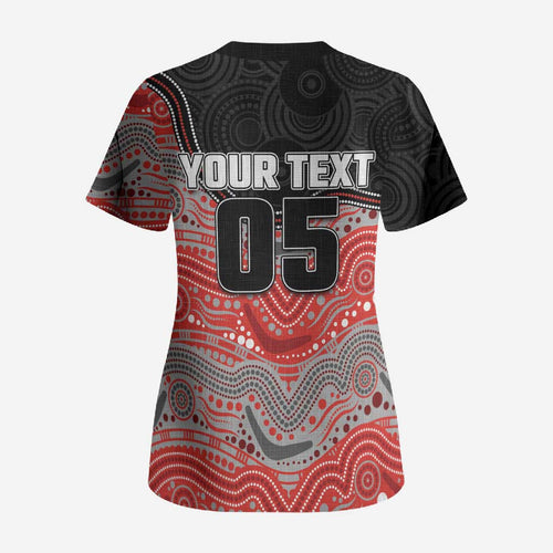 Custom Dolphins Scrub Top Fish Mascot With Aboriginal Indigenous