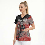Custom Dolphins Scrub Top Fish Mascot With Aboriginal Indigenous