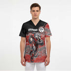 Custom Dolphins Scrub Top Fish Mascot With Aboriginal Indigenous
