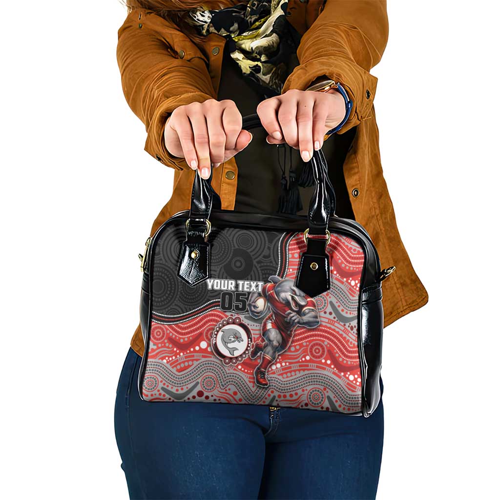 Custom Dolphins Shoulder Handbag Fish Mascot With Aboriginal Indigenous