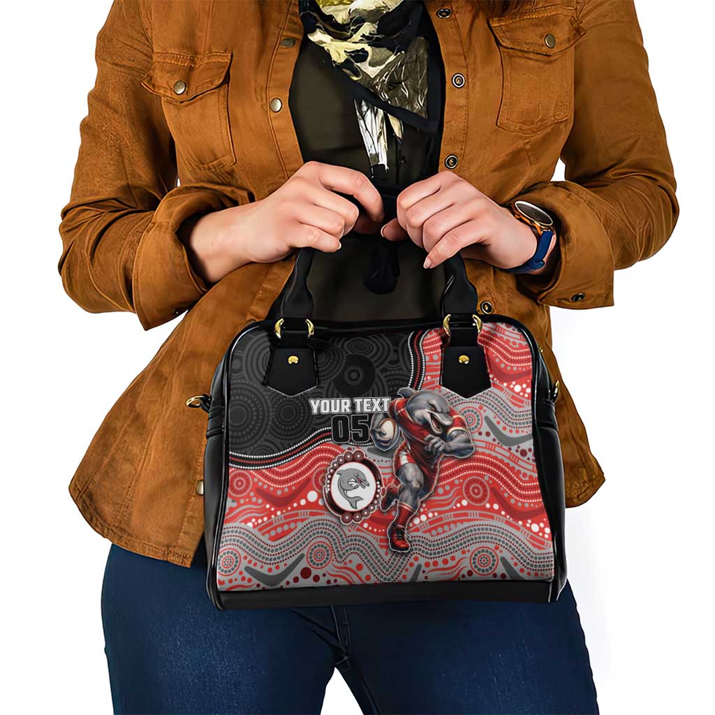 Custom Dolphins Shoulder Handbag Fish Mascot With Aboriginal Indigenous