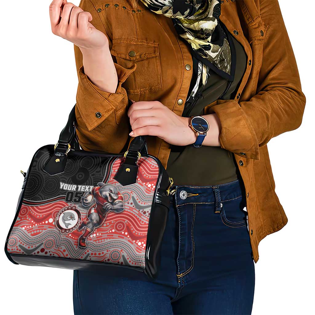 Custom Dolphins Shoulder Handbag Fish Mascot With Aboriginal Indigenous