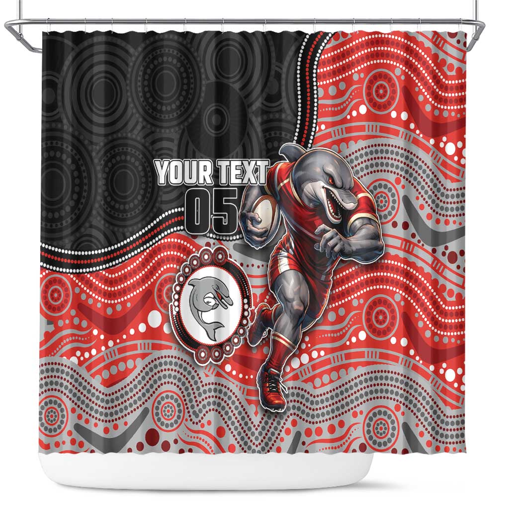 Custom Dolphins Shower Curtain Fish Mascot With Aboriginal Indigenous