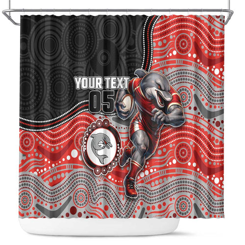 Custom Dolphins Shower Curtain Fish Mascot With Aboriginal Indigenous