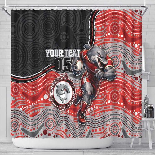 Custom Dolphins Shower Curtain Fish Mascot With Aboriginal Indigenous