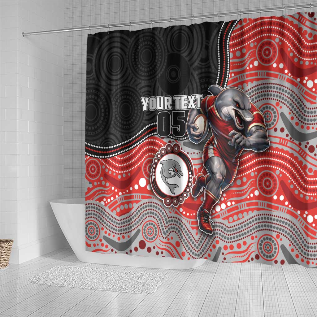 Custom Dolphins Shower Curtain Fish Mascot With Aboriginal Indigenous
